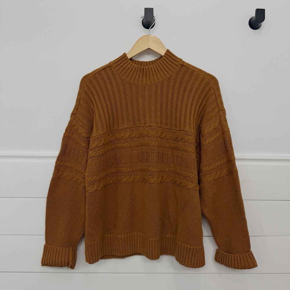 Women’s PrAna Sangria Fields Mock Neck Pullover Sweater Mustard Yellow XL